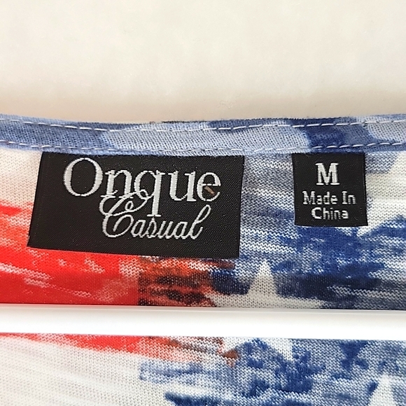 NWT Onque Casual Patriotic Rhinestone Embellished Dolman Short Sleeve Top Size M - Picture 2 of 7